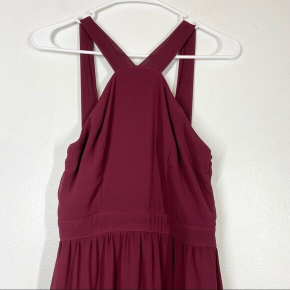 LULU’S Air of Romance Maxi Dress Bridesmaid Wedding Guest Burgundy Red Small - Picture 3 of 9